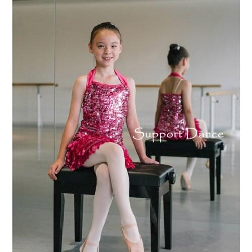 Support-Dance Halter Neck Latin Dress Kids Adult Dance Costume C241