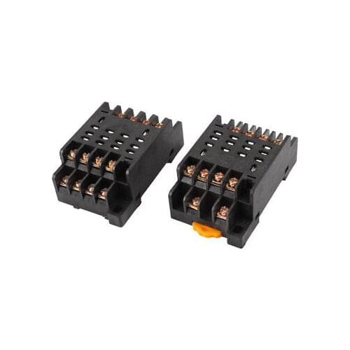 PTF14A 14 Pins 14P DIN Rail Mount Relay Socket Base 2pcs for HH64P