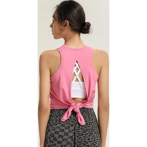 Yoga Shirt Women Sports T-shirt Quick Dry Gym Shirt Back Hollow Gym Top Womens Fitness Shirt Sleeveless Sports Top Workout Vest