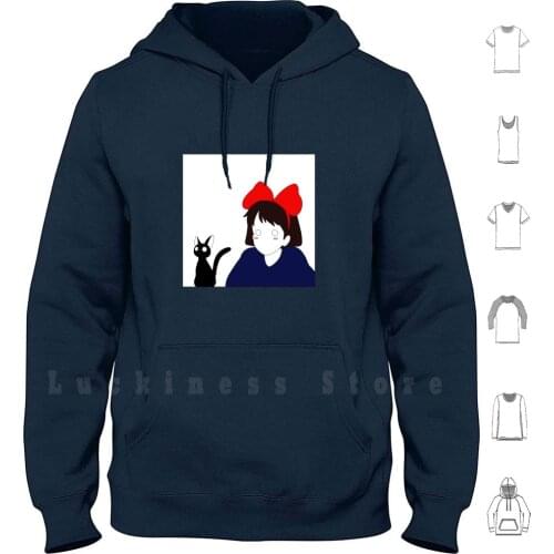 Kiki’s Delivery Service hoodies long sleeve Kiki Jiji Little Witch Miyazaki Anime Japanese Japan Kiki S Delivery