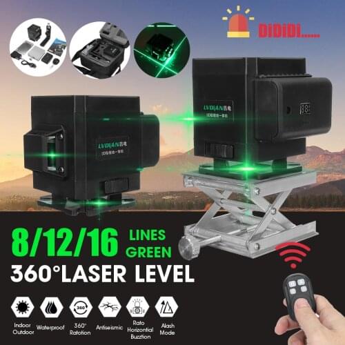 4D Level 8/12/16 Lines Laser Level 4D Level Self-Leveling 360 Horizontal And Vertical Cross Super Powerful Green Laser Level