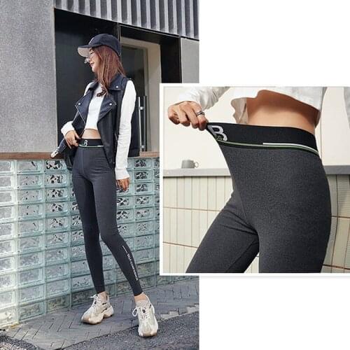Women Fitness Pants Casual Workout Leggings Pencil Stretchy Trousers High Waist Skinny Leggins Letter Print Female Pants