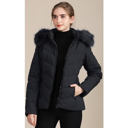Womens Ladies Quilted Winter Coat Puffer Fur Collar Hooded Jacket Parka Size New Warmth Thicken Casual Outwear Coat Parka