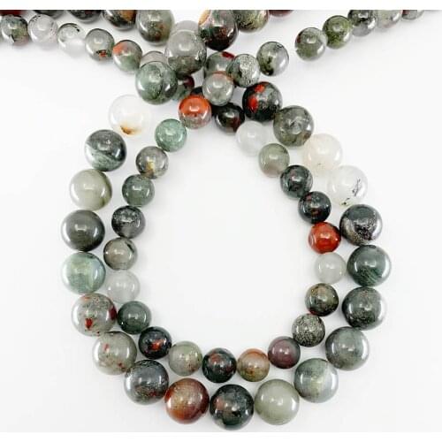 1 strand/lot Natural African Blood Stone Bead 4/6/8/10/12mm Round Loose Spacer Beads For DIY Bracelet Jewelry Making Accessories
