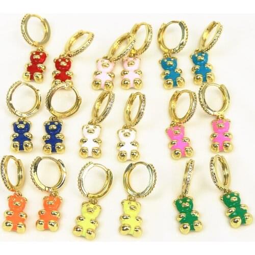10 Pairs Enamel Bear earrings Cute Lovly drop earrings fashion jewelry earrings women earrings Gift Fashion jewelry 7527