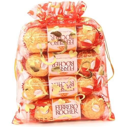 100pcs 15*20CM Rose heart Organza Bags Jewelry Packing display Bags Wedding Candy Chocolates Gift Drawstring pocket