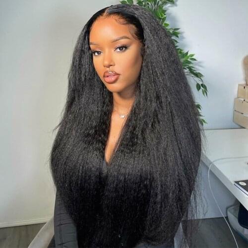 150% Density T Part Kinky Straight Lace Wig Human Hair Wigs Brazilain Remy Hair 5 Inch Deep Part Lace Human Hair Wigs For Women