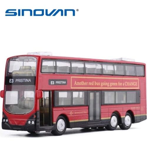 2-Floor diecast London Double Decker Bus Model Toy Cars Alloy Hongkong Light Music Old-Fashion Car Toys for children