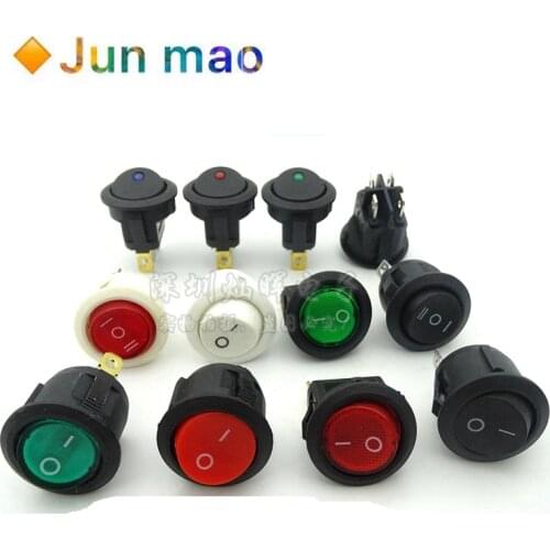 2pcs ON/OFF Round Rocker Switch LED illuminated Car Dashboard Dash Boat Van 12V 24V / 6A 250V / 10A 125V 2/3/4PIN Switch 20MM