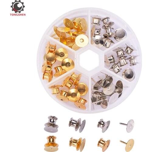 20Set Secure Locking Clutch Pin Backs Blank Pins Locking Bulk Metal Pin Keepers Locking Clasp Squeeze Badge Holder Locking Keepe