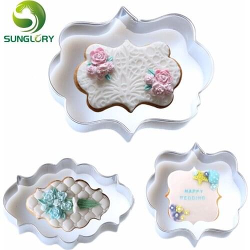 European Style 3PCS Stainless Steel Photo Frame Cookie Cutter Picture Frame Cookie Mold Mousse Ring Fondant Baking Biscuit Mould