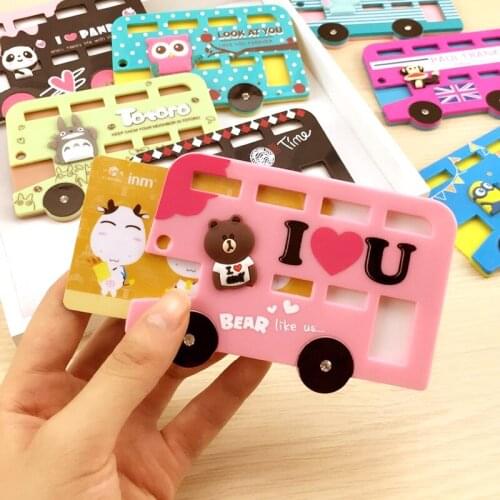 4 Pcs/Lot Cute Bus Card Stock Cartoon Style With Key Chain For Bus Card Stationery Office Material School Supplies