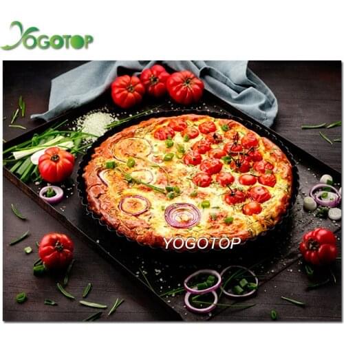 5D DIY diamond painting food Pizza Tomatoes Onion embroidery rhinestone cross stitch painting square round kitchen decor YY2743