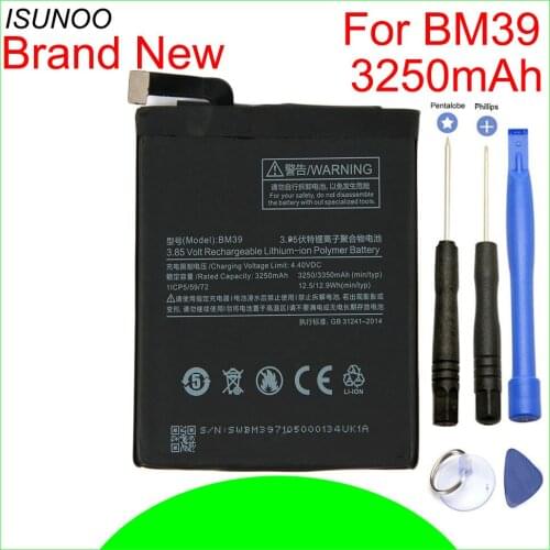 ISUNOO BM39 Battery For Xiaomi Mi 6 Mi6 Replacement Phone Batteries 3250mAh High Capacity battery for xiaomi 6 With Repair Tools