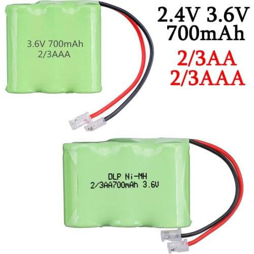 2.4V 3.6V 2/3AAA 2/3AA Rechargeable battery pack 700mah ni-mh cell for RC toys cordless phone 3.6v 700mAh 2/3aaa nimh battery