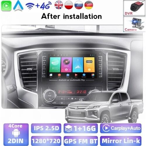 Support Carplay BT For Mitsubishi L200 5 2018 - 2020 Car Radio Multimedia Video Player Navigation GPS Android 8.1 2din 2 Din Dvd