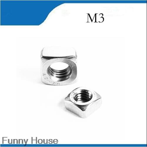 Free shipping 50Pcs DIN557 M3 M4 M5 304 high quality Stainless Steel Square Nut HW052