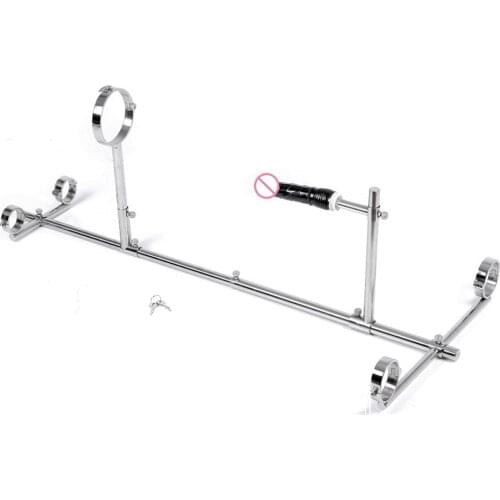 Stainless Steel Bondage Dog Slaves Femdom Frame Restraints Hand Ankle Cuffs Dildo BDSM Devices Set Neck Sex Toys For Men