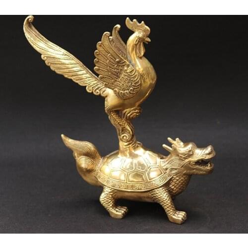 Feng Shui bronze copper monopoly tortoise copper Dragon Turtle copper Phoenix decoration Home Decoration Crafts