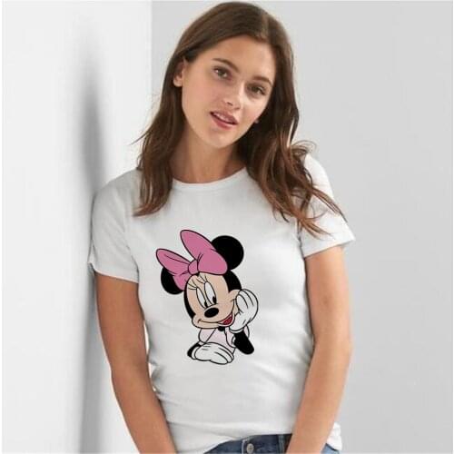 Disney Tee Shirt Basic Minnie Mouse T Shirt Women Casual O-neck Graphic Summer Top Fashion White Tshirt Dropship