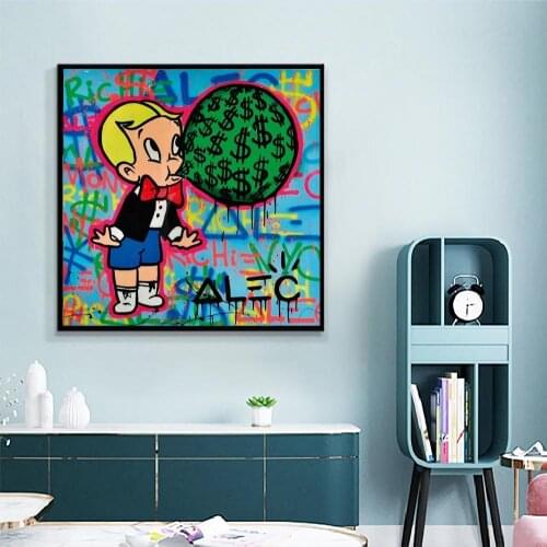 Graffiti Ritchie Blow Money Balloon Canvas Painting Wall Art Cartoon Artwork Posters Prints Pictures For Kids Room Home Decor