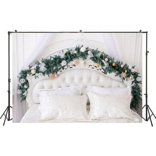 HUAYI Christmas Backdrop Christmas Holiday Family Headboard wreath Photography Backdrops Studio Child Photo Background W-3435