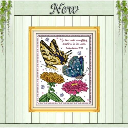 Butterflies flowers scenery diy paintings 11CT counted print on the canvas DMC Cross Stitch kits 14CT needlework Sets embroidery