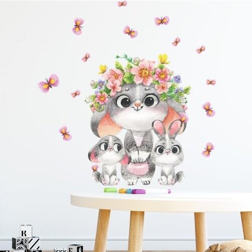 Cartoon Big Eyes Rabbit Wallpaper Bedroom Porch Commercial Wall Background Beautification Wall Sticker Self-Adhesive
