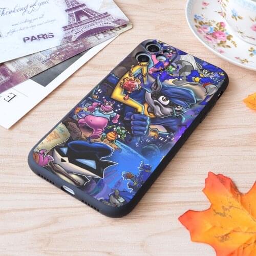 For iPhone Comic Collage Sly Cooper Print Soft Matt Apple iPhone Case