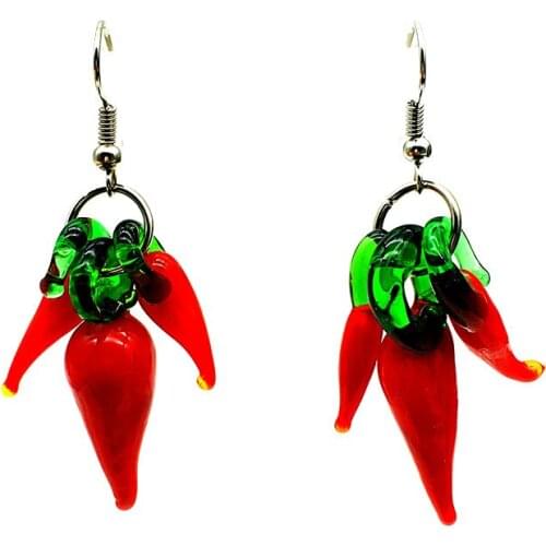 New fashion 2 pairs Cute Girl 3 Red Pepper Earrings Chinese Style Three-Dimensional Painted Earrings