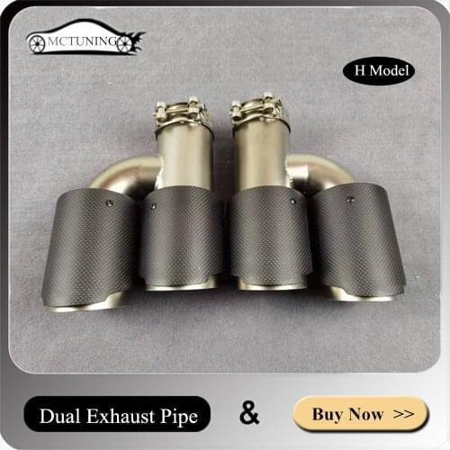 One Pair H Model Matte Stainless Steel Muffler Tip For Akrapovic Exhaust Pipe Car Universal Matte Carbon Fiber Nozzles