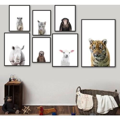 Orangutan Tiger Rhinoceros Alpaca Sheep Animal Nordic Posters And Prints Wall Art Canvas Painting Wall Pictures Child Room Decor