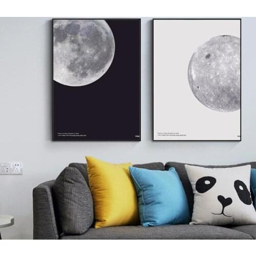 Moon Planet Nordic Art Poster Black and White Wall Picture Canvas Painting Modern Home Decoration Living Room Bedroom Mural