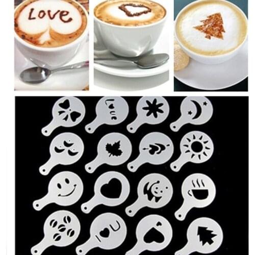 16Pcs/Lot Creative Plastic Garland Mold Fancy Printing Model Coffee Foam Spray Template Decor Art Tool