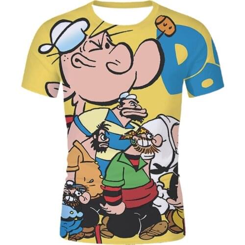 Animation 3D printed Casual T Shirt Popeye Fashion Sexy Fun T Shirt Men And Women Summer Sports T Shirt S-6XL