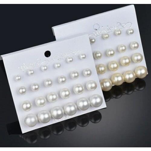 12 pairs White Simulated Pearl Earrings Set For Women Jewelry Ear Big Small Ball Stud Earrings Bijouteria brincos Bijoux