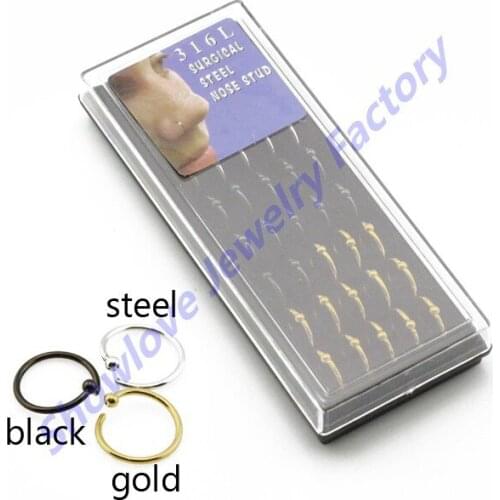 Showlove 40pcs/lot Assorted Color Annealed Steel Easy-Open & Close Captive Bead Ring Nose Labret Rings Piercing Body Jewelry