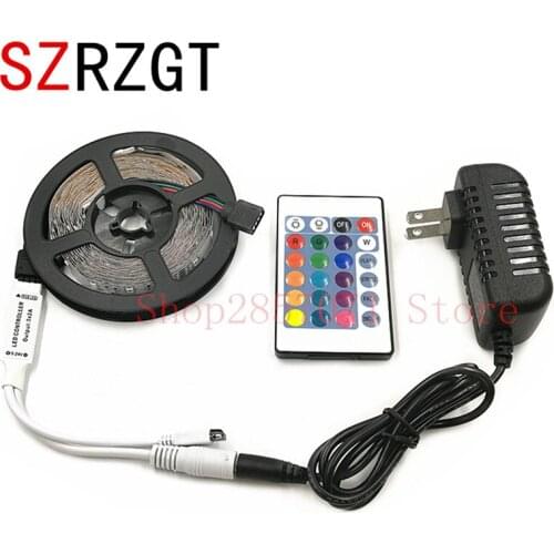 LED RGB Strip Light 2835 SMD 5M 60Leds/m Flexible Light Ribbon IR Remote Controller 12V 2A Power Adapter LED Tape