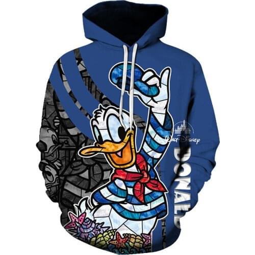 Disney Anime Hoodie Mickey Mouse Dona Print Jacket 3D Baseball Uniform Pullover Hoodie For Men And Women Oversized Mens Clothing