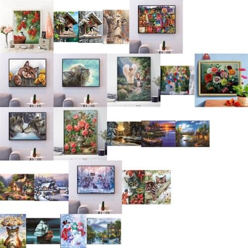 Cross Stitch Embroidery Snow Tree Scenery Cotton Thread Painting DIY Needlework Kits 14CT Winter Home Decoration