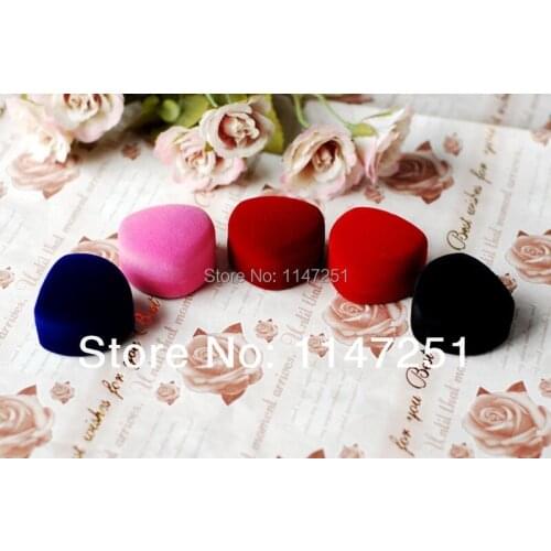 High Quality 24pcs/lot Heart Shape Velvet Ring Box Gift Box Random Mixed Color Jewelry Rings And Studs Earrings Packaging Boxes
