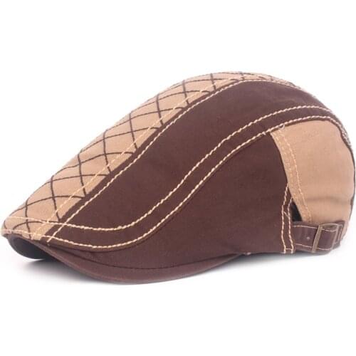 High Quality Unisex Men Cotton Plaid Ivy Cap Newsboy Boy Berets School Beret Flat Cap Outdoor Sun Visor Cap Sunhat