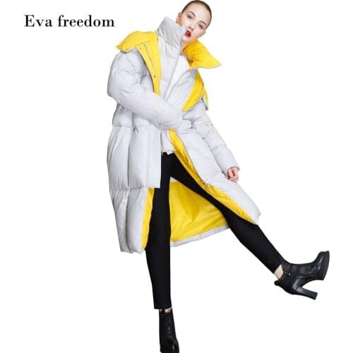 Ladies Winter Snow Jacket Mid-length Jacket European and American Fashion Retro Hit Color Thick Hooded Plus Size Ladies Down Jac