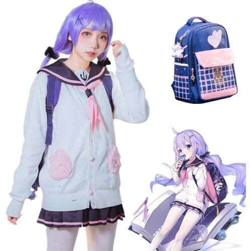 Azur Lane Unicorn Cosplay Costumes Games Knit Jacker Sweatshirts Skirt School Uniform Unicorn Bag Wig For Women Girls Clothes