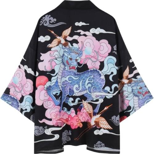 Women Kimono Shirt Streetwear Japanese Kimono Cardigan Men Samurai Costume Clothing Kimono Jacket