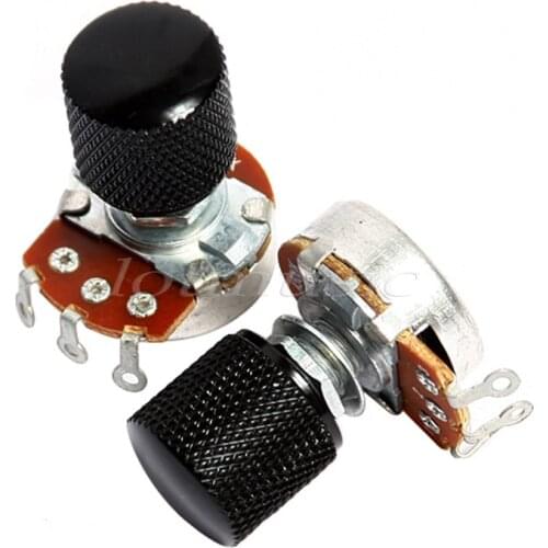 2pcs Black Guitar Potentiometer 16mm Base Diameter Volume Pot A500K ohm And 2pcs Control Knob
