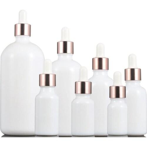30pcs 10-200ml Porcelain White Drop Bottle Glass Aromatherapy Liquid Dropper essential massage oil Pipette Refillable Bottles