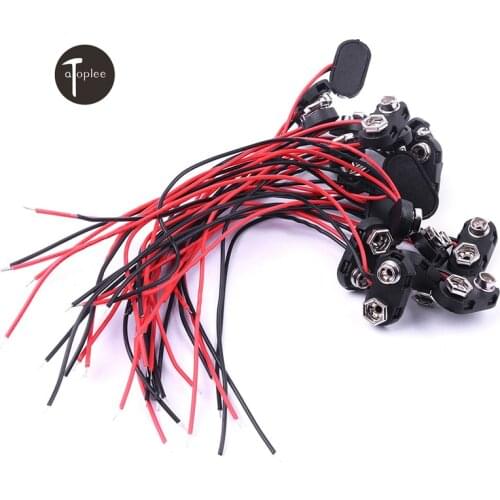 80/100/200pcs High Quality T type 9V Battery Snap Connector Clip with Wire Holder Cable Leads Cord