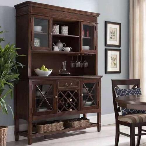 American furniture factory solid wood side cabinet wine cabinet cupboard kitchen solid wood wine cabinet against the wall cabine