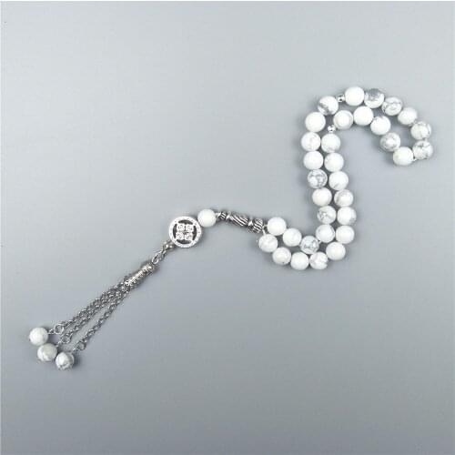 8mm white howlite Muslim Prayer Beads Islamic Tasbih Allah Prayer Tesbih Islam Misbaha worry beads